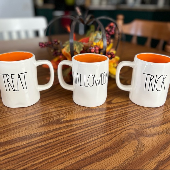 Rae Dunn-Magenta Set of 3 Halloween Mugs White & Orange - Picture 3 of 5